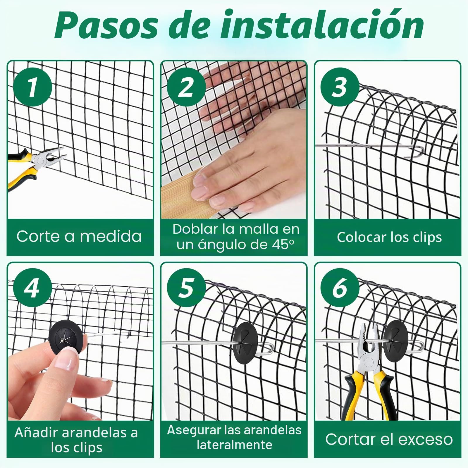 Kit de malla para pájaros de 6 pulgadas x 100 pies, alambre de PVC disuasorio de pájaros, protector de pájaros para prueba de paneles solares para evitar que las palomas aniden debajo del