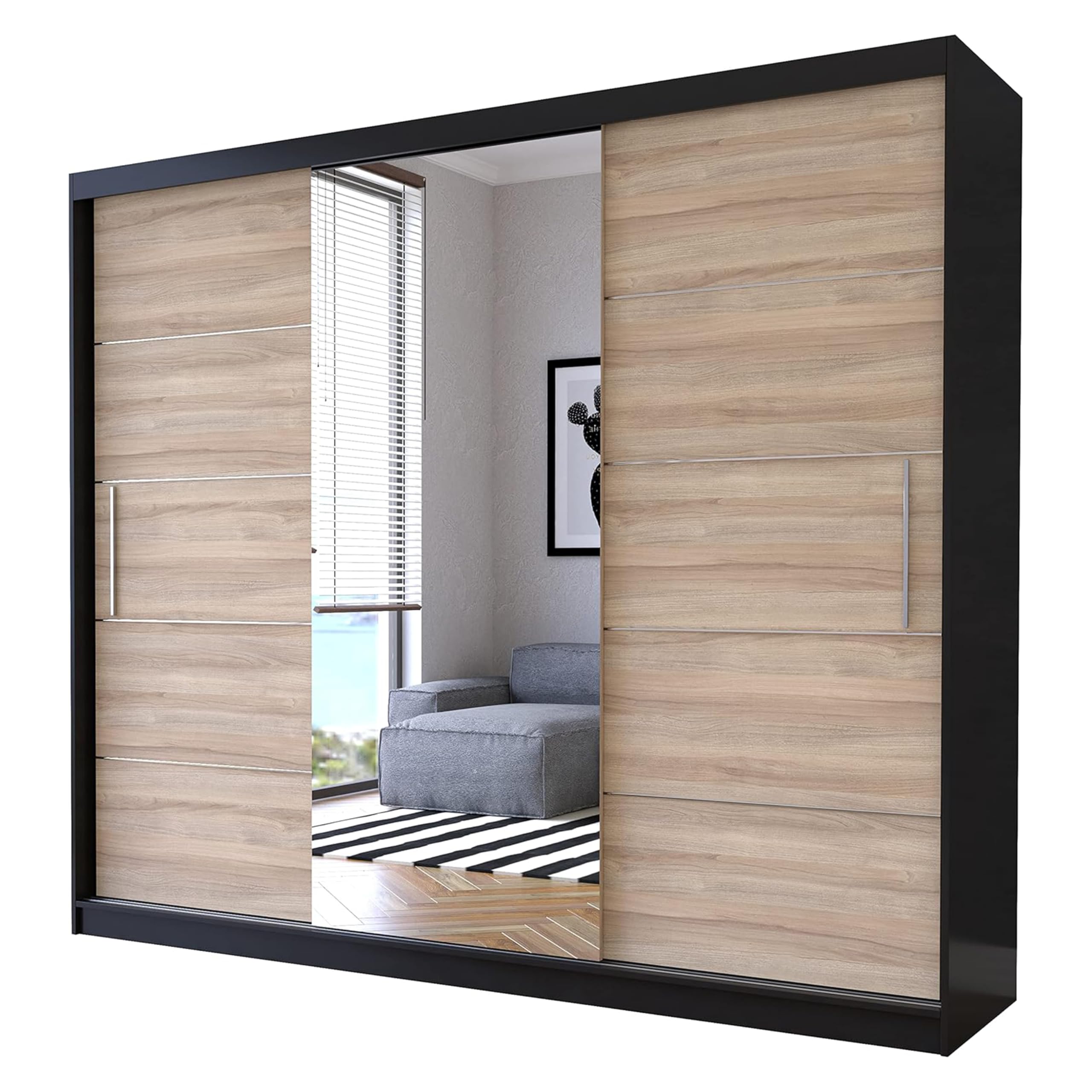 Armoire Coulissante Avec Miroir Armoire 3 Portes Coulissantes Avec Miroir - 233x218x61cm - Blanc - Rangement Chambre Meuble Rangement Salon Armoire Coulissante Avec Miroir Armoire 3 Portes Coulissantes Avec Miroir - 233x218x61cm - Blanc - Rangement Chambre Meuble Rangement Salon