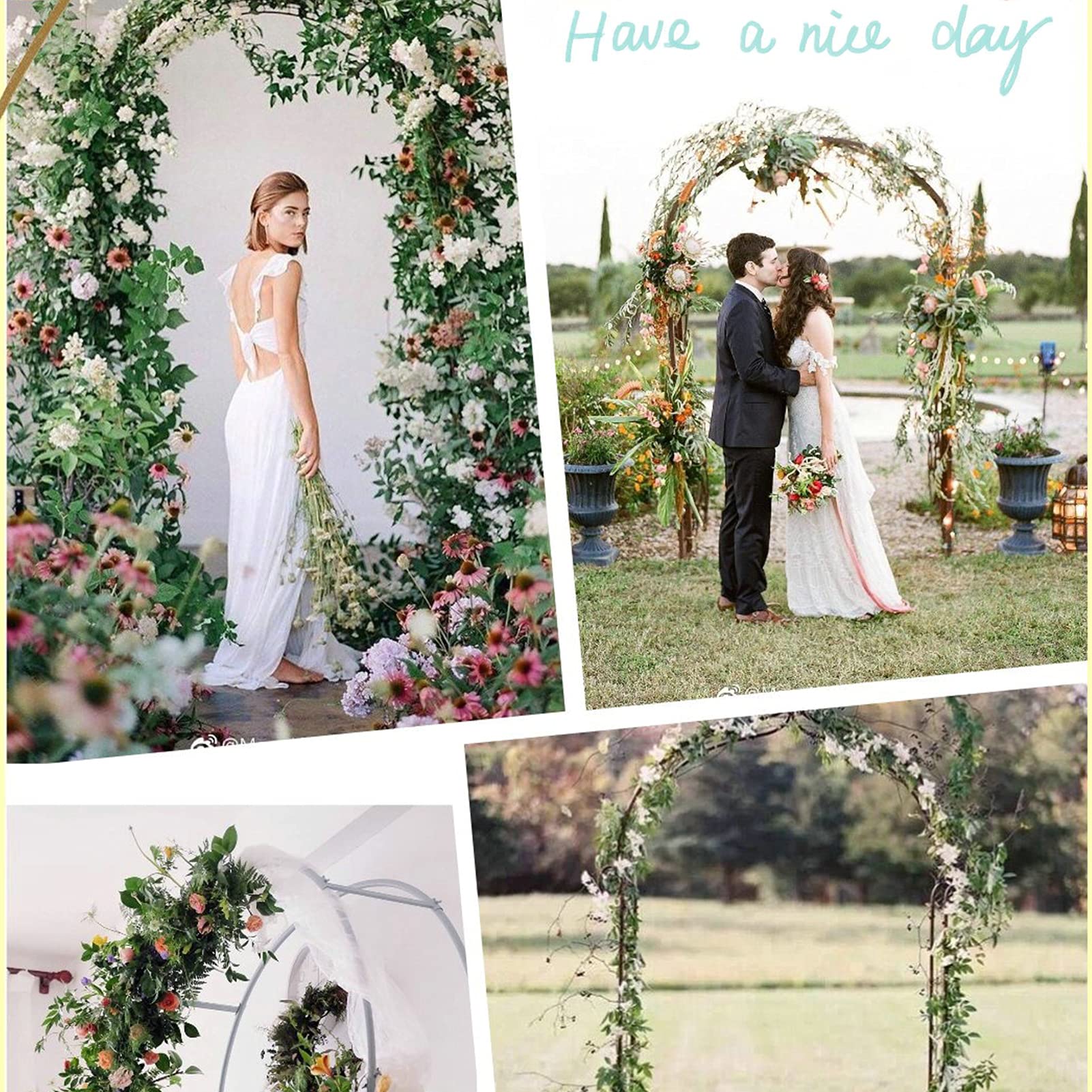 Arco da giardino in metallo, traliccio resistente alle intemperie per piante rampicanti, pergolato per matrimoni, telaio in ferro resistente, elegante decorazione da giardino, perfetto per prato e