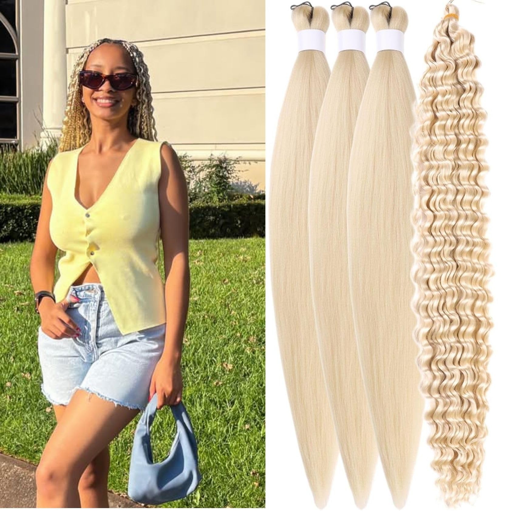 Blonde Braiding Hair Pre stretched for Boho Braids Pre stretched Boho Braiding Hair