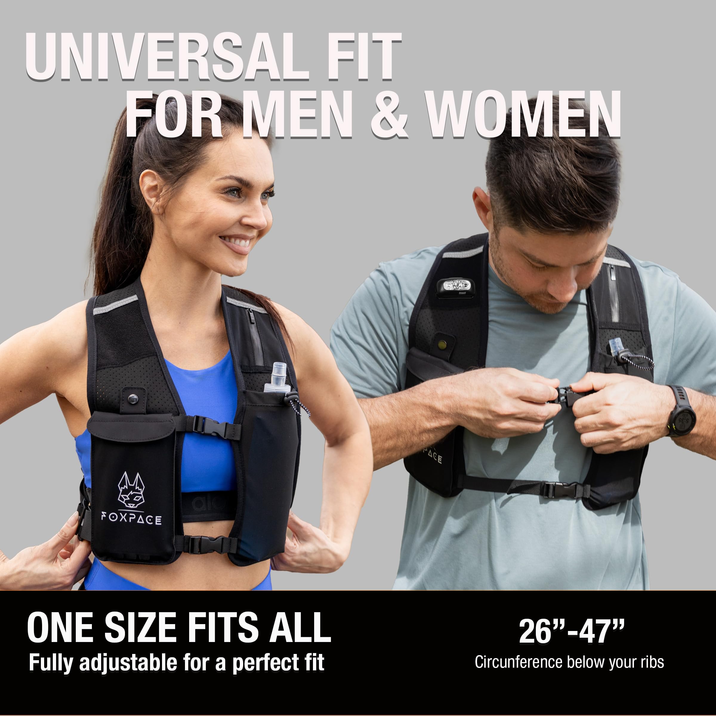 Gilet da corsa per donne e uomini, borraccia per idratazione, traspirante, regolabile, zaino per escursionismo, maratona, tasca impermeabile per telefono, riflettente a LED