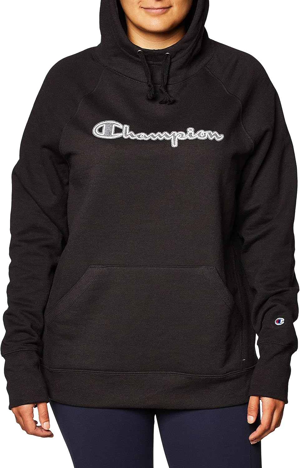 Champion Women's Powerblend Fleece Hoodie, Script Logo X-Small Black-y07970