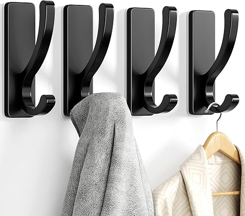 Ganchos adhesivos de pared para toallas y abrigos, ganchos para colgar resistentes (13 libras), gancho de metal para puerta, baño, dormitorio,