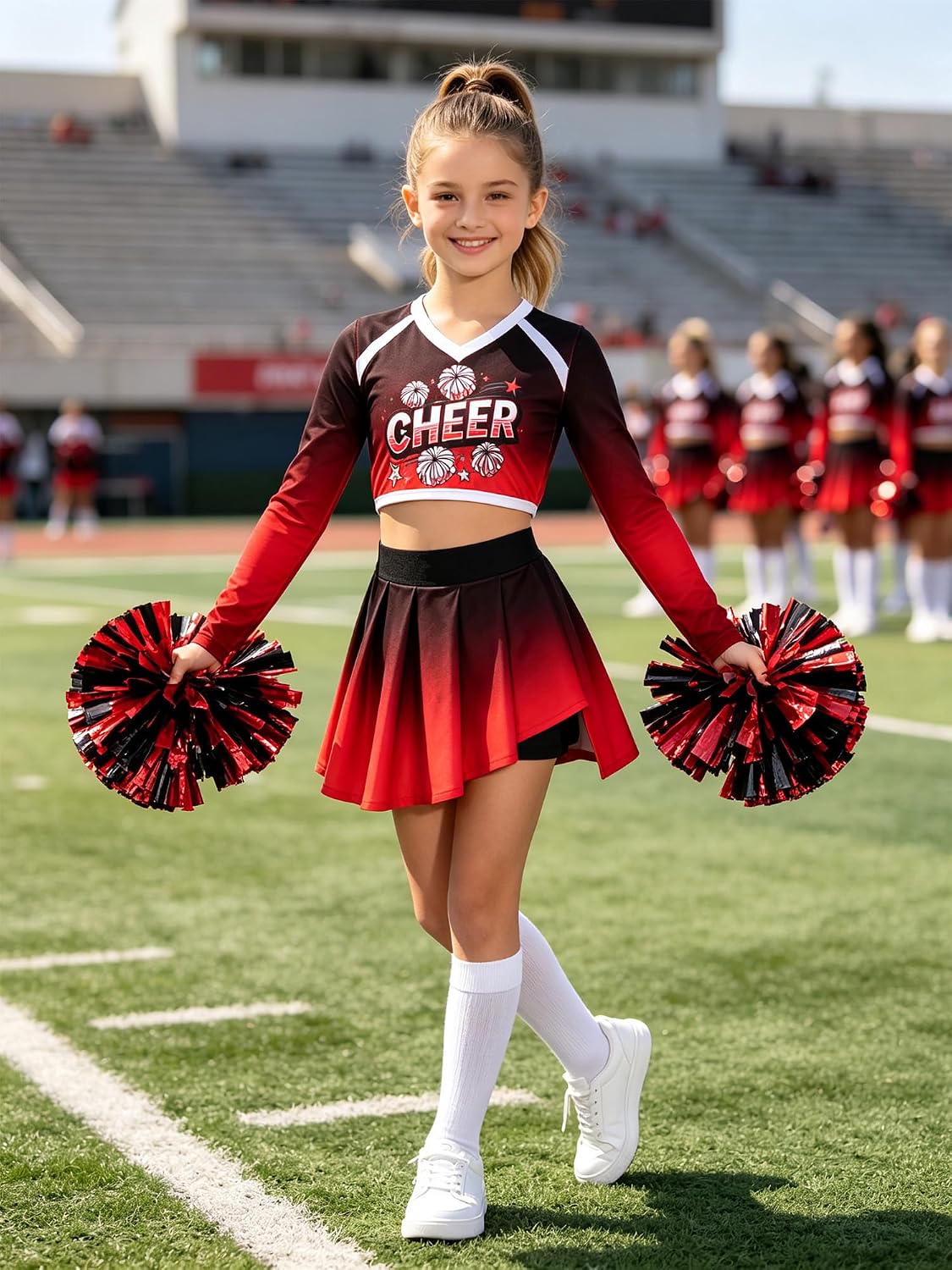 JEYPINMI Kids Girls Cheer Leader Uniform Cheering Team Outfits