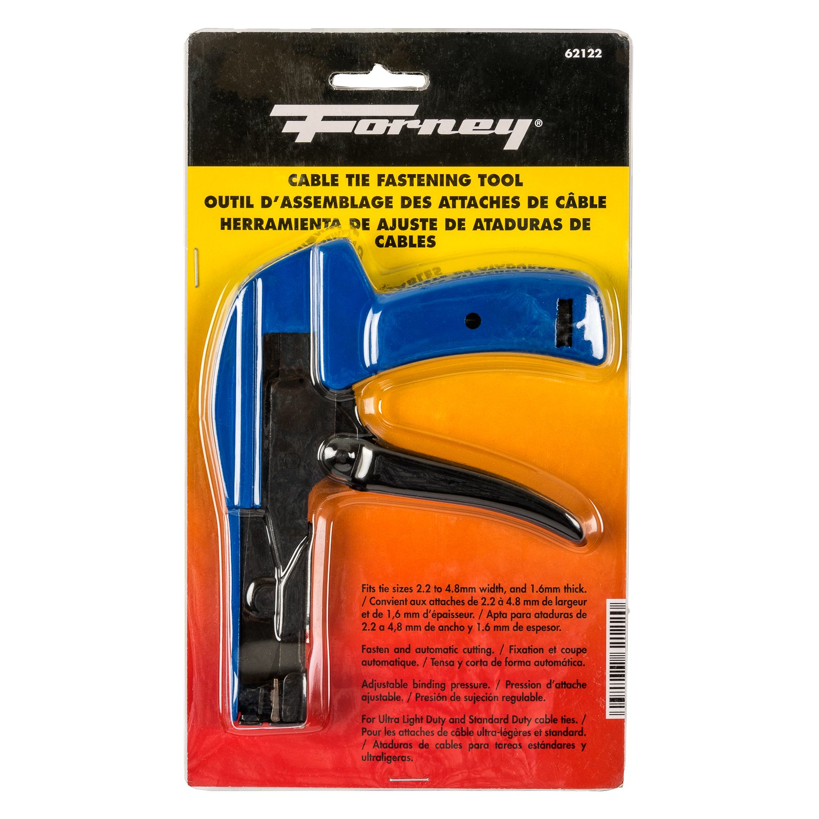 Tool for tension adjustment and cutting of 18 to 50 lbs. nylon cable ties (up to .19