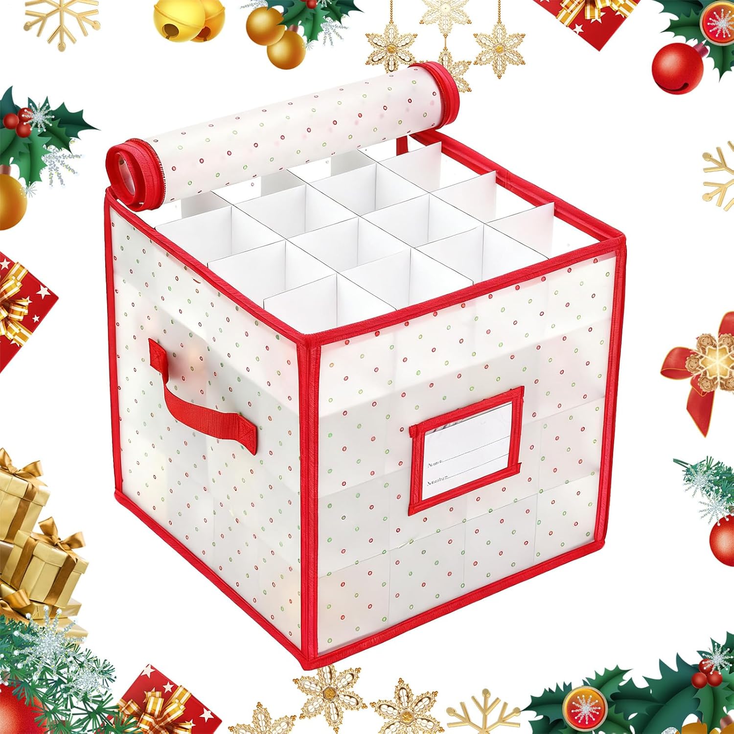 Ornament Organizer | Reinforced Handles Decoration Balls Container | Christmas Ornament Storage Box,for Sundries Clothes Holiday Baubles Candy Jewelry Toys