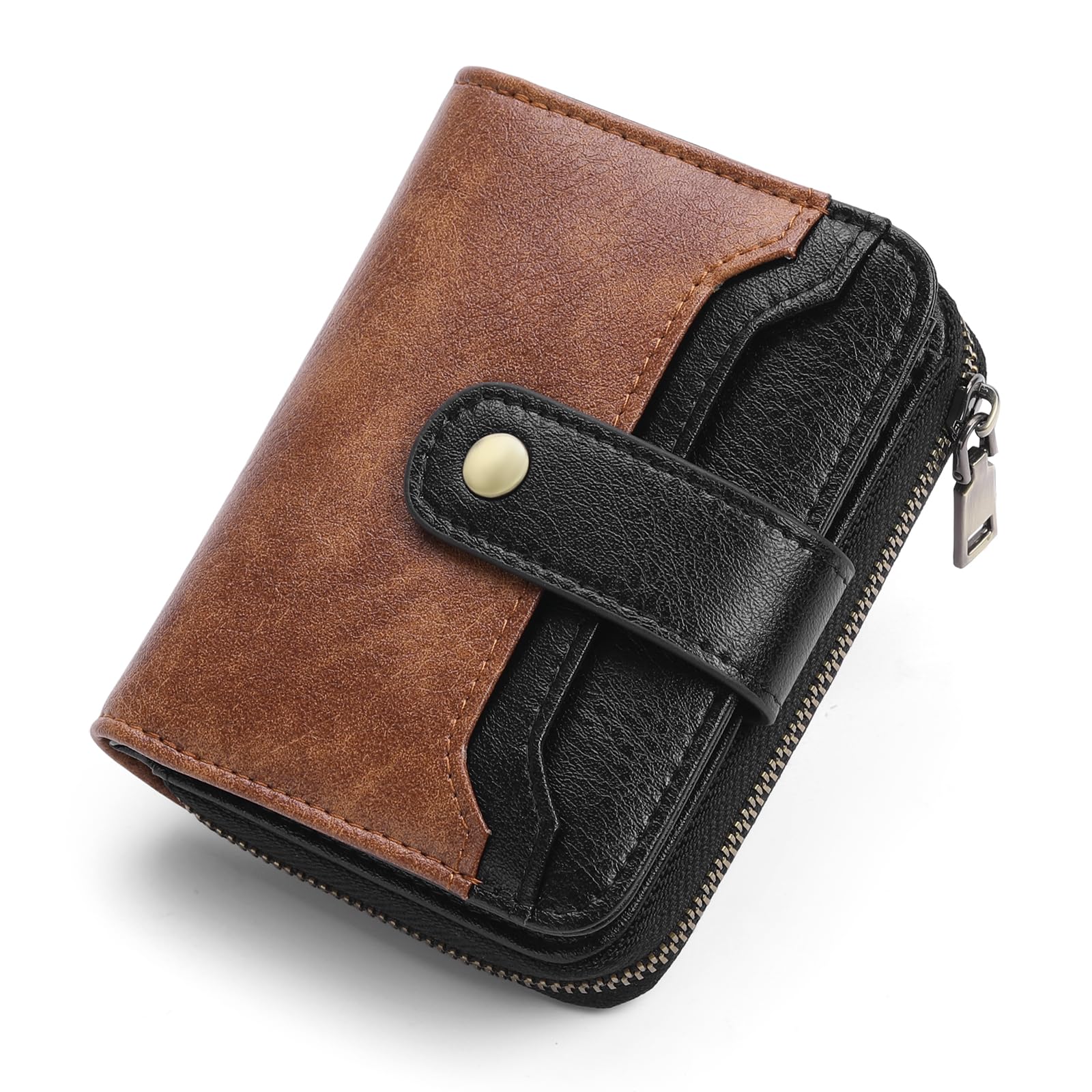 Sunpour Credit Card Holder Wallet for Women RFID Blocking Zipper Card Case Holder Leather Small Wallet for Women