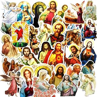 Catholic Stickers Religious Bible Faith Cross Sticker Pack Gifts for Adults Teens and Kids, 60PCS Aesthetic Catholic Jesus Stickers for Water Bottles Laptops Suitcases Skateboards Guitar