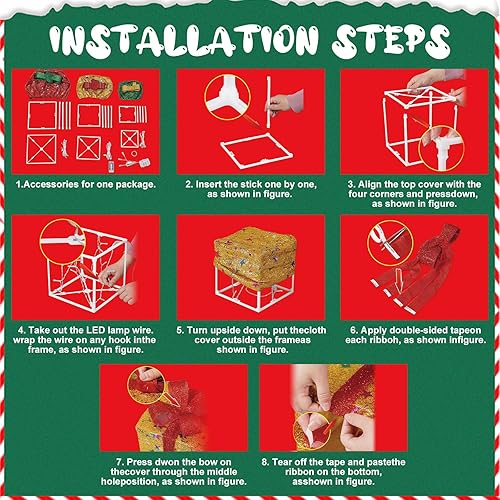 Miniatura 5 de Cajas de regalo iluminadas de Navidad, juego de 3 decoraciones de Navidad iluminadas al aire libre, cajas de regalo LED para el árbol de Navidad,