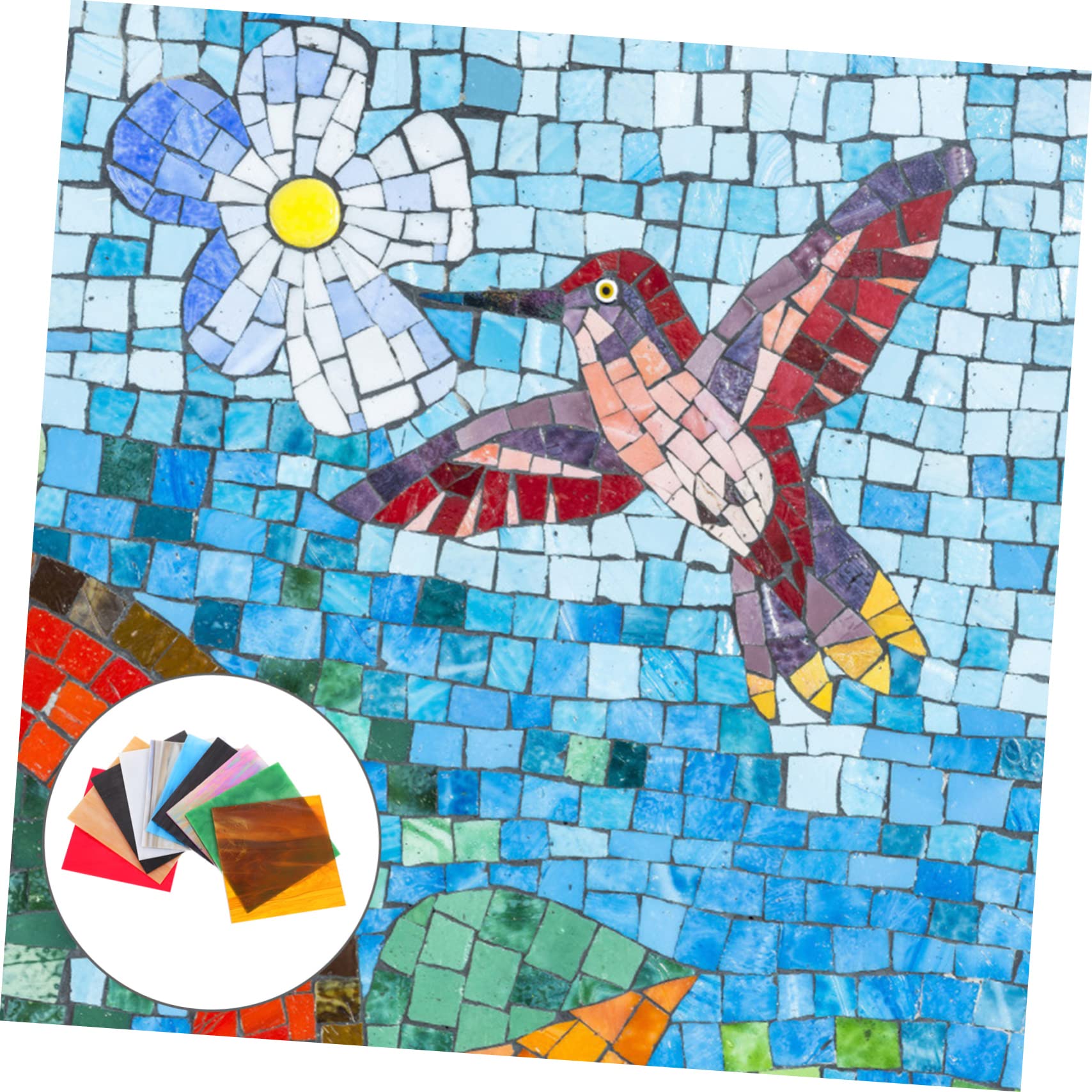 SHINEOFI 10 Uds Hojas Hoja De Mica De Vidrio Coloreado Catedral De Vidrio De Mosaico Manchado De Mosaico De Manchado De Artesanías De Hojas De Mezcla Cristalería