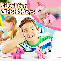 Vista 6 de Animales de peluche de unicornio rosa claro, peluches Kawaii para niñas y niños, suaves juguetes de unicornio mini de peluche para llaveros, juguete