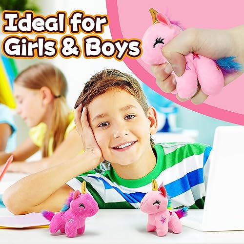 Miniatura 6 de Animales de peluche de unicornio rosa claro, peluches Kawaii para niñas y niños, suaves juguetes de unicornio mini de peluche para llaveros, juguete