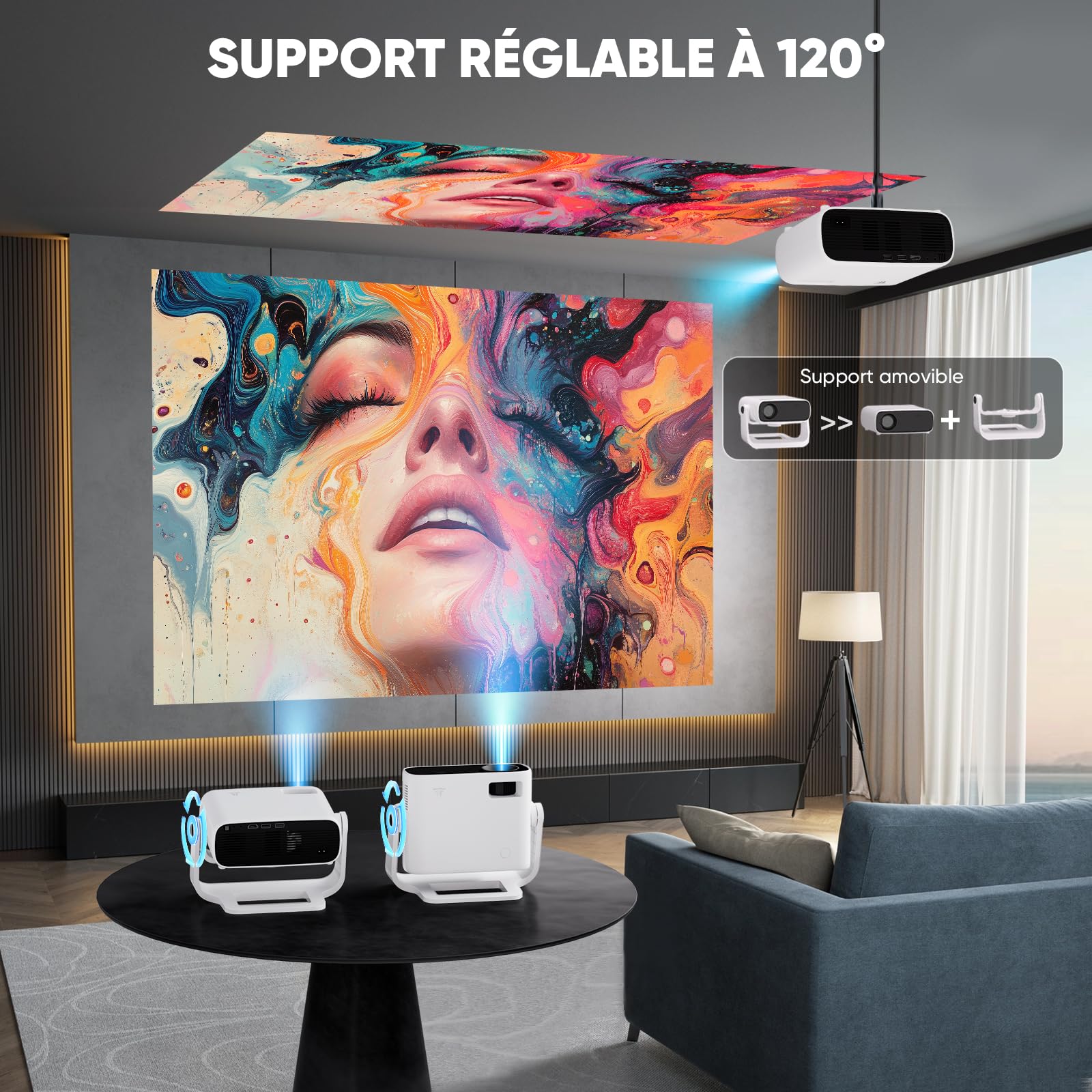 Videoproiettore 2025 con app integrata - Wielio Proiettore portatile Full HD 1080P 650ANSI, Retroproiettore supportato 4K WiFi Bluetooth,Correzione trapezoidale Auto & 4P, compatibile con iOS Android