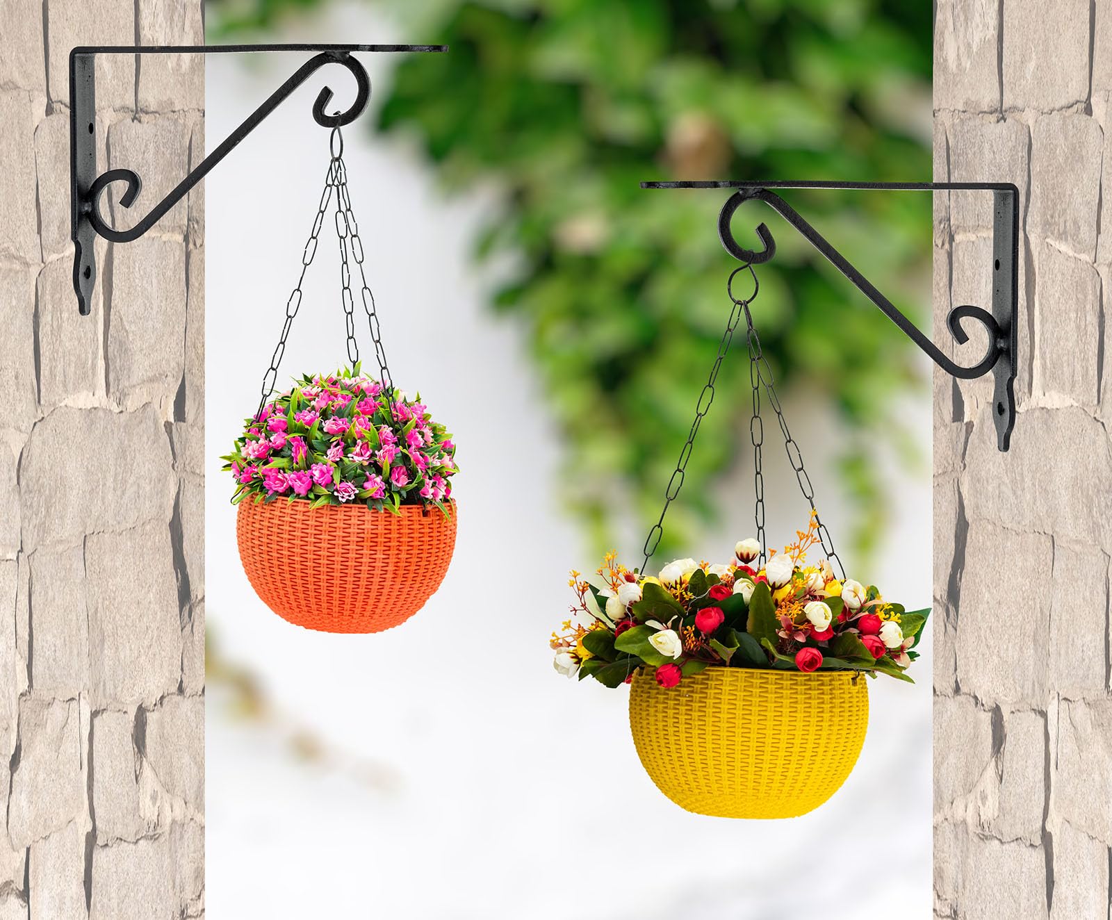 GLOBUS 036 Wall Mounted Metal Bracket Size 4.5X5.5 INCH (11x14cm), Black for Hanging POTS/Bird FEEDERS/Flower Baskets/PANTERS/Lanterns/Wind Chimes for Indoor OR Outdoor USE.-image-3