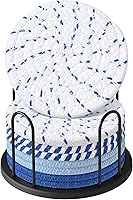 Vista 16 de Juego de posavasos Lazebox de 8 para bebidas, cerveza, café, posavasos absorbentes tejidos de algodón con soporte, posavasos boho para decoración