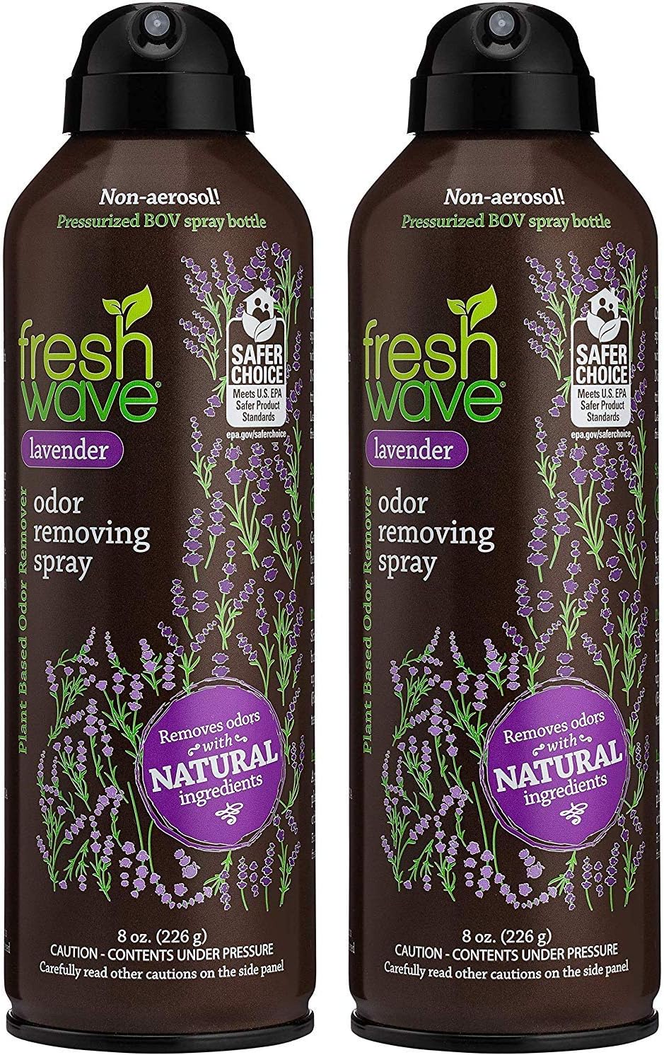 Fresh Wave Lavender Odor Eliminator Spray & Air Freshener, 8 oz. | Pack of 2 | Non-Aerosol, Fine Mist | Safer Odor Relief | Natural Plant-Based Odor Eliminator | For Furniture, Fabrics & Trash