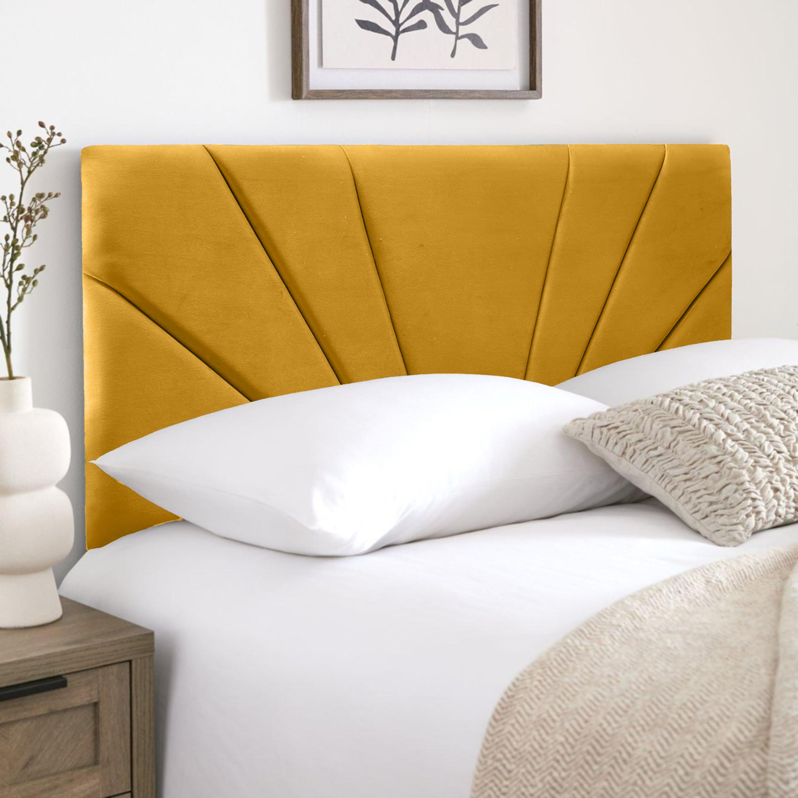 HB-1 Headboards for Beds – Butterfly 24'' Divan Bed Headboard – Headboards for Divan Beds, Bedroom & Hotel Furniture, Elegant Soft Plush Fabric Head Board