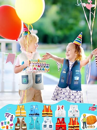 Miniatura 4 de Puteraya 15 Pcs Kids Community Helper Dress Up Vest Career Cosplay Clothes Occupation Costumes for Toddlers Role Pretend Play