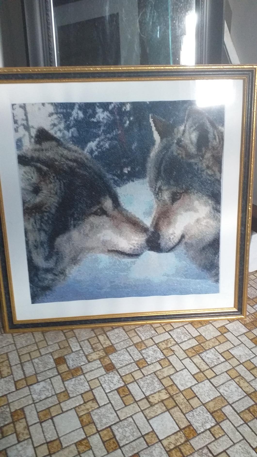 JNNPY Kreuzstich-Set 'Grauer Wolf' Vorgedruckt - 40x50 Cm, 11CT, Inkl. Garn, Nadel, Werkzeug & Anleitung Für Anfänger