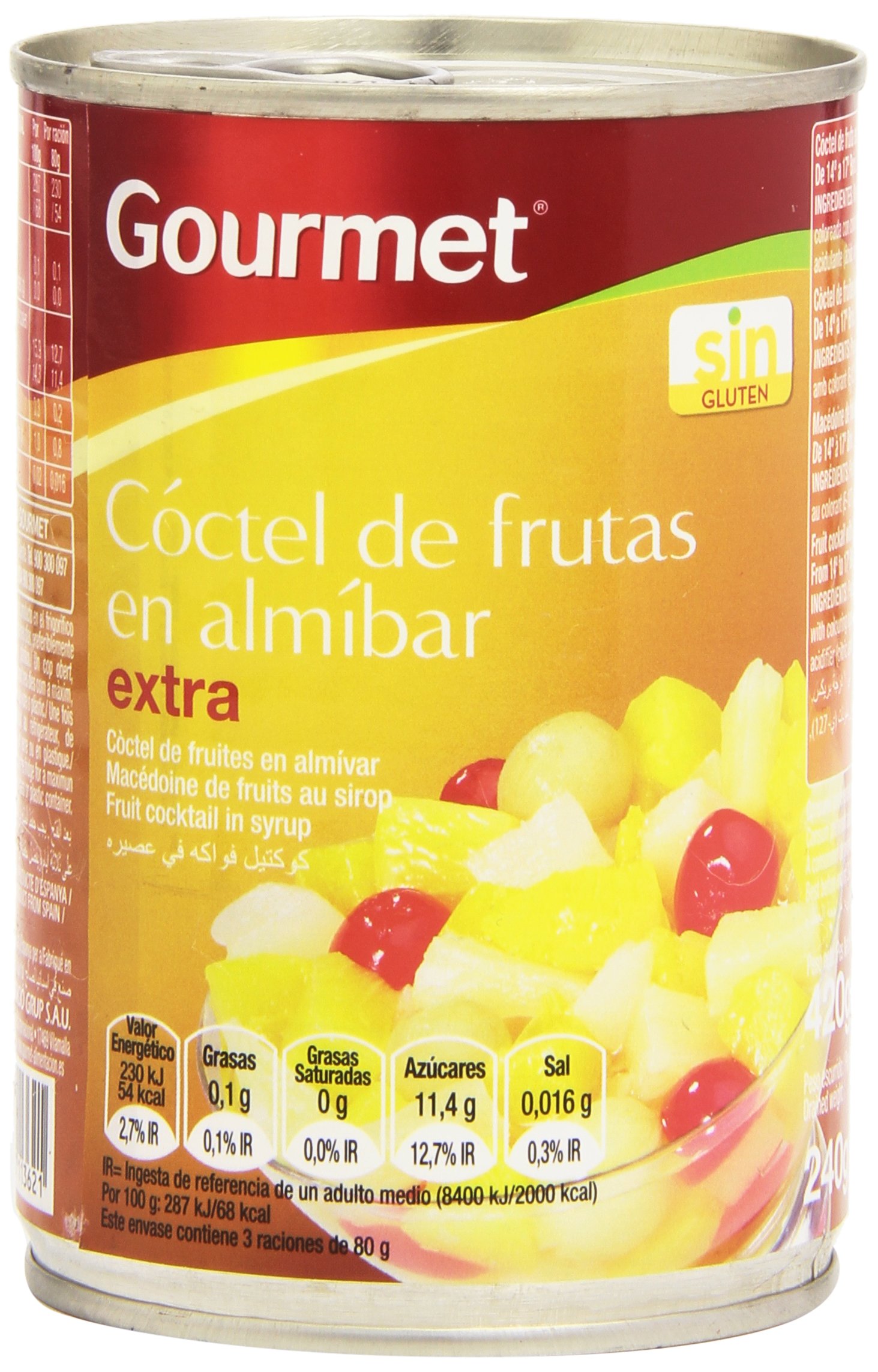 Gourmet - Cóctel de frutas en almíbar - Extra - 240 g