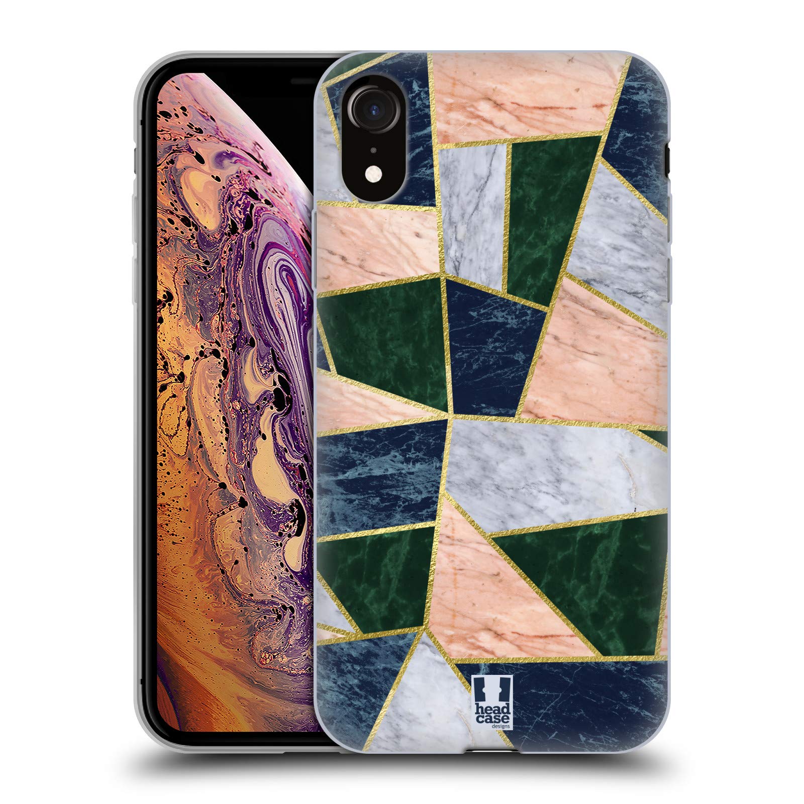 Head Case Designs Turtle Shell Geometric Marble Soft Gel Case Compatible With Apple iPhone XR