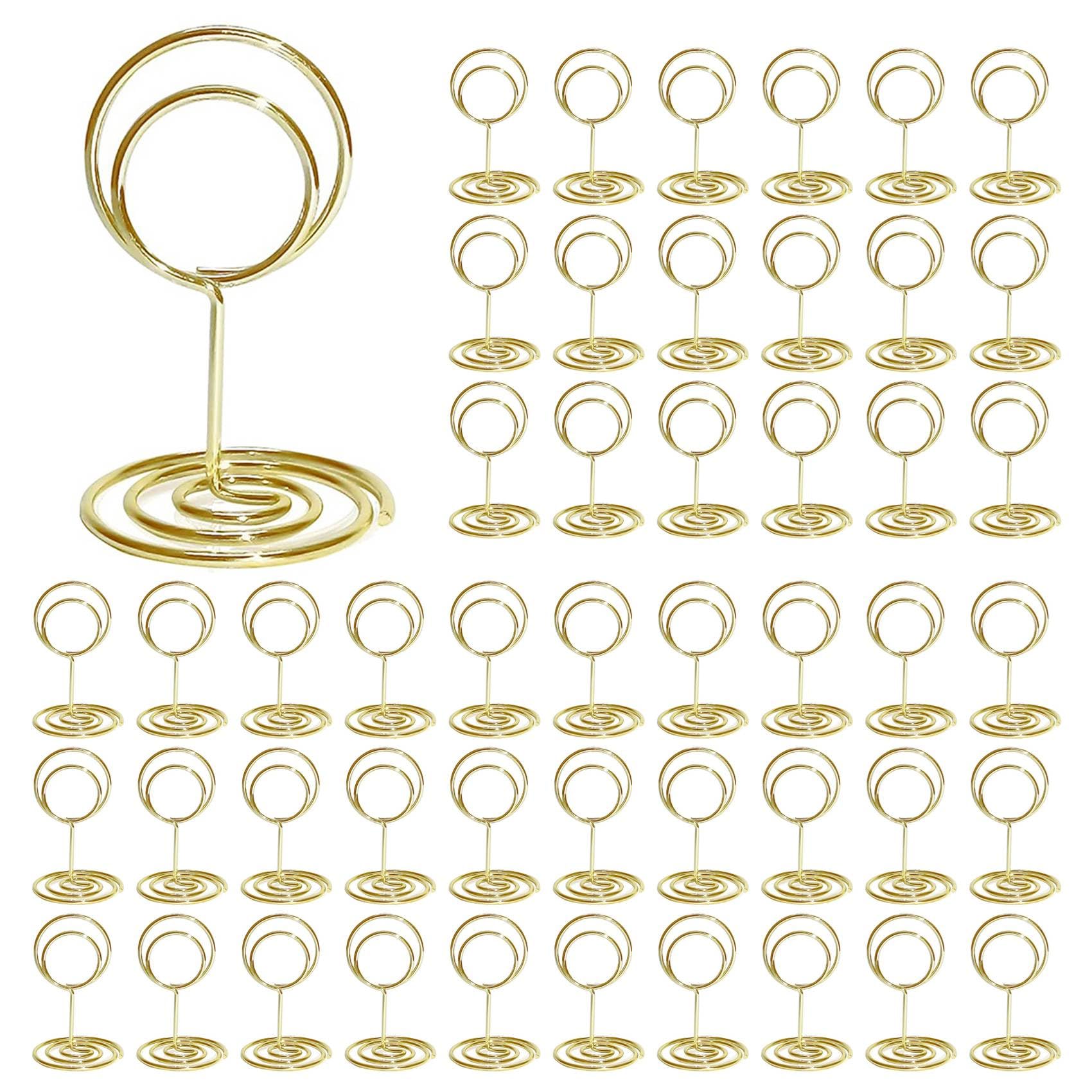 Jnchdghwa Table Number Holders 60Pcs - 2 Inch Mini Place Card Holder Short Table Number Stands for Wedding Party (Gold)
