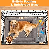 Vista 3 de Homey Pet Jaulas resistentes para perros grandes, jaula apilable de 47 pulgadas con 4 ruedas, 2 bandejas y rejillas extraíbles, 2 cuencos, múltiples