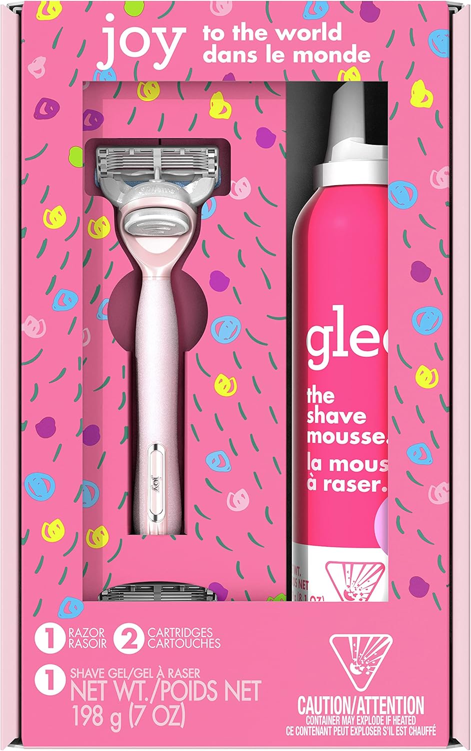 JOY Razors For Women Shave Care Gift Set, 1 Razor + 2 FiveBladed Razor Refills, Aloe Infused