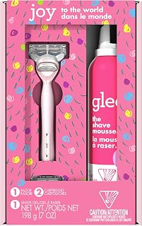JOY Razors For Women Shave Care Gift Set, 1 Razor + 2 Five-Bladed Razor Refills, Aloe Infused Shave Gel to Protect Against Skin Irritation, 7 oz