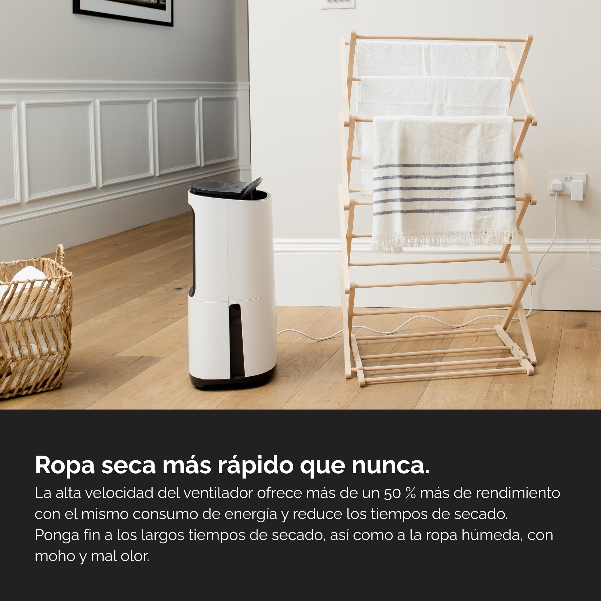 Deshumidificador y Purificador MeacoDry Arete Two 25L – Silencioso 40/50 dB, App Móvil y Alexa, Secado Ropa Rápido, Filtro HEPA, Ideal Hogares 4+ Dormitorios y Espacios Fríos