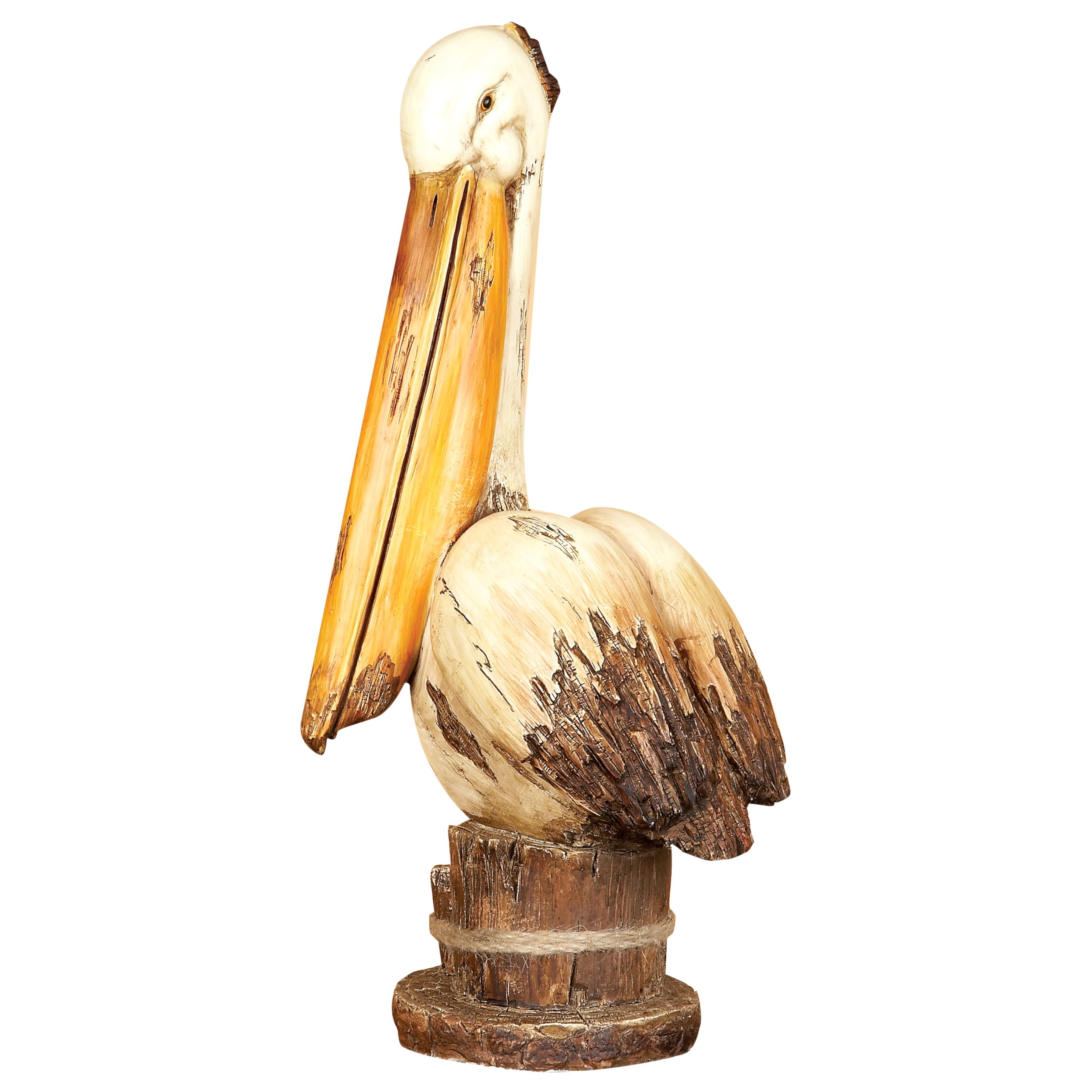 Polystone Pelican Decorative Sculpture Home Decor Statue, Accent Figurine 7" x 7" x 18", Cream
