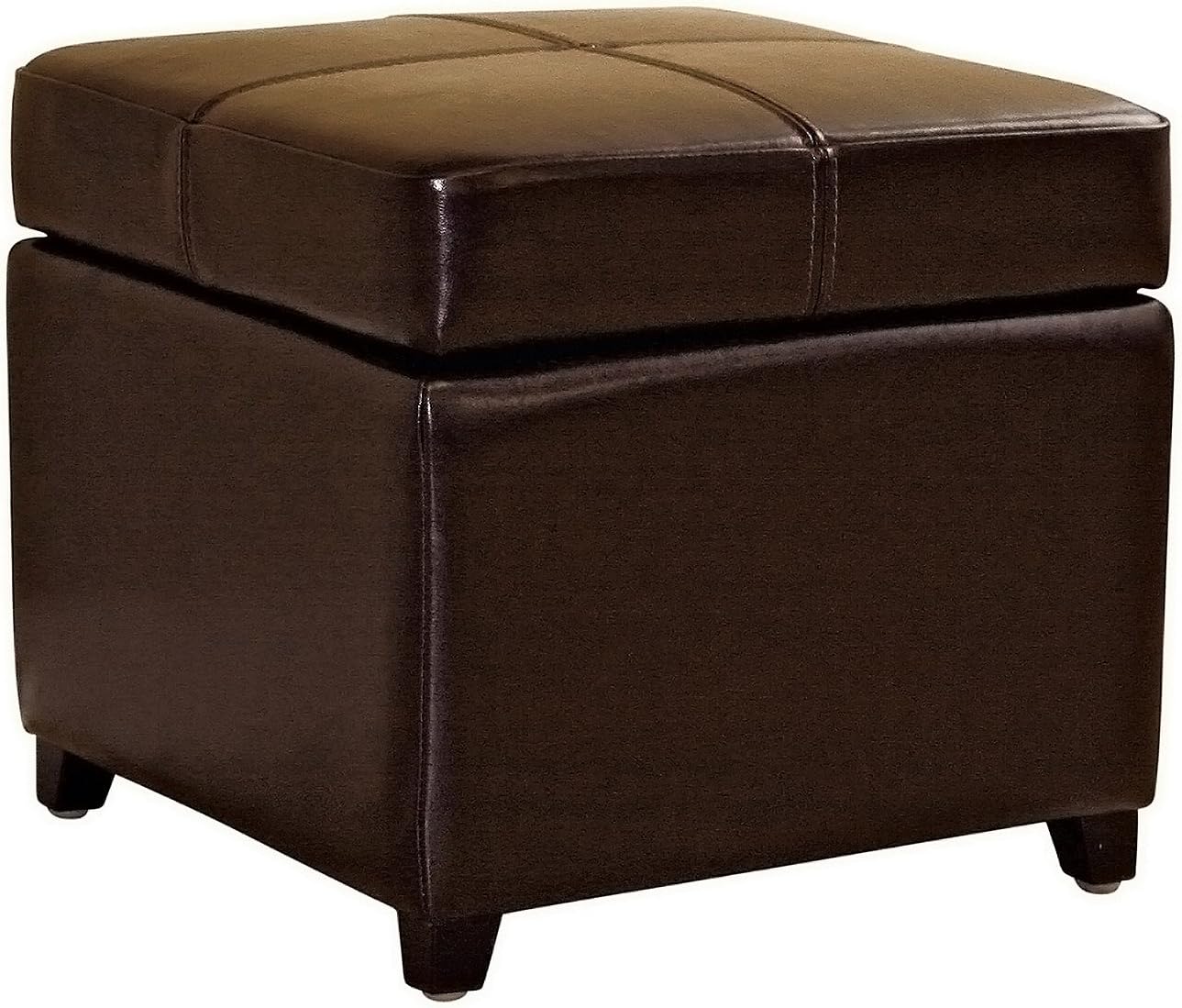 Wholesale Interiors Storage Cube Ottoman in Dark Brown