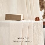 JINCHAN Linen Curtains for Bedroom Ivory Vintage Floral Farmhouse Curtains 84 Inches Long Boho Drape for Living Room Embroidered Bordered Drapes Light Filtering Rod Pocket Ivory on Beige 2 Panels