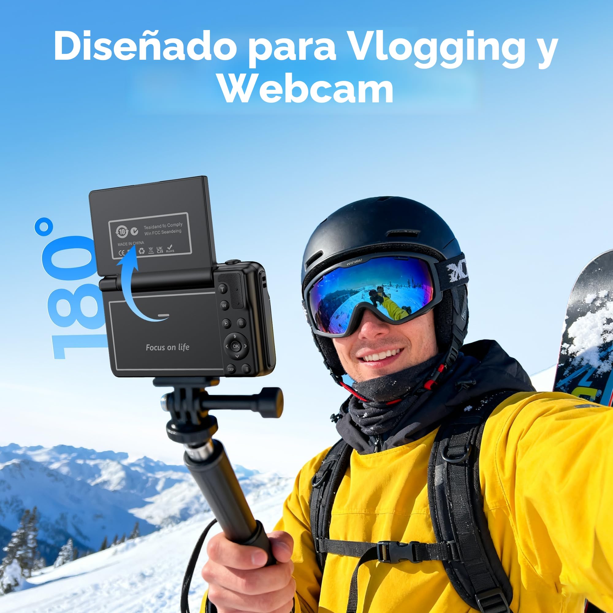 4K Digital Camara de Fotos Compacta: 64MP Profesional Video Cámara con 16X Zoom - Regalo para Principiantes Adultos - Baratas Vlog Camera Niño Niña(No Hay Tarjeta SD)