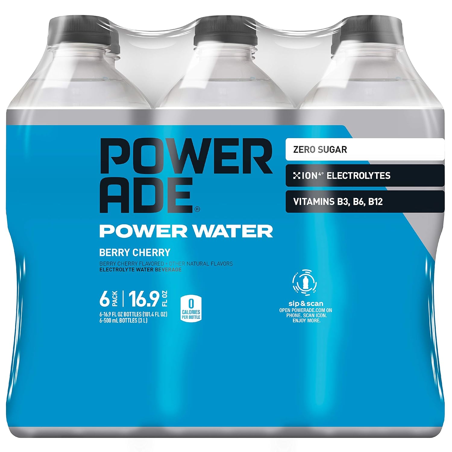 POWERADE Power Water, Berry Cherry, Zero Sugar Zero Calorie ION4 Electrolyte