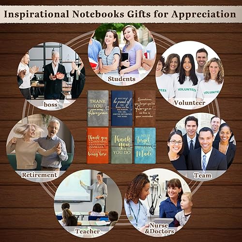 Miniatura 7 de Kosiz Paquete de 6 cuadernos de cuero para agradecer, cuadernos inspiradores a granel, blocs de notas de bolsillo, regalos de agradecimiento para