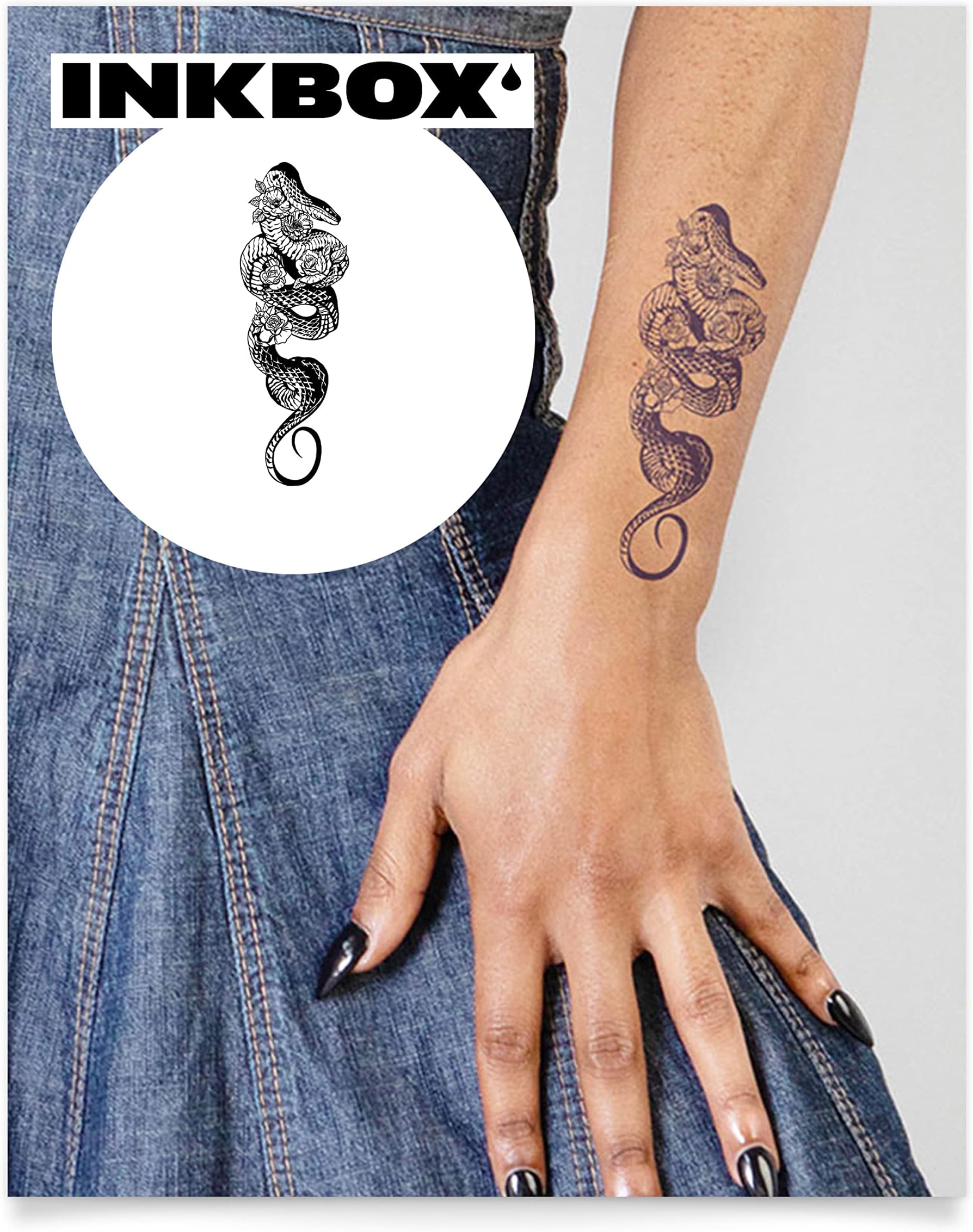 Inkbox Temporary Tattoos, Semi-Permanent Tattoo, One Premium Easy Long Lasting, Waterproof Temp Tattoo with For Now Ink - Lasts 1-2 Weeks, Assertive, 6 x 3 in