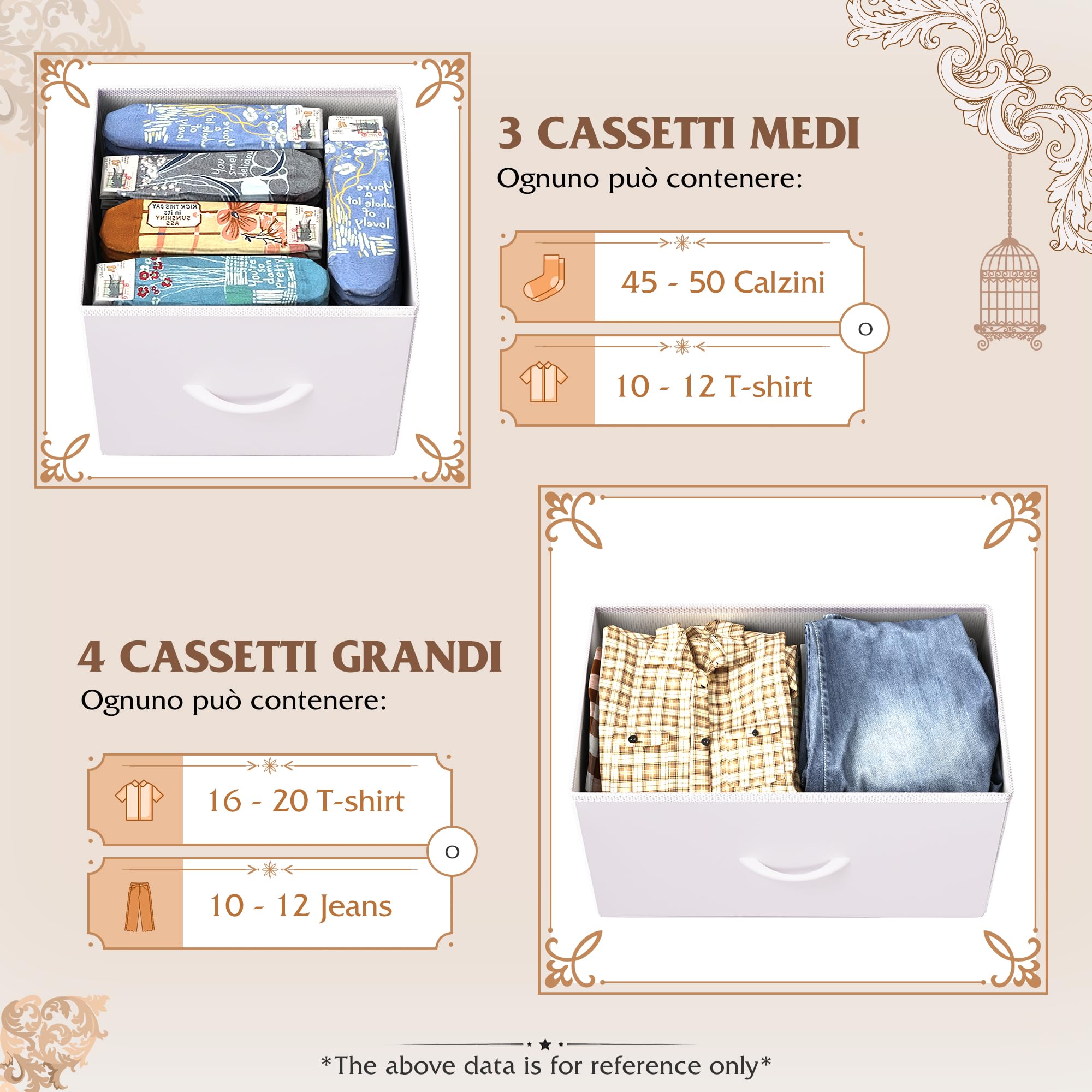 WLIVE Cassettiera Camera da Letto, Cassettiera in Tessuto con 7 Cassetti, Cassettiera per Corridoio, Mobile per Soggiorno, Camera da Letto, Telaio in Acciaio, Piano Legno, Maniglie, Bianca