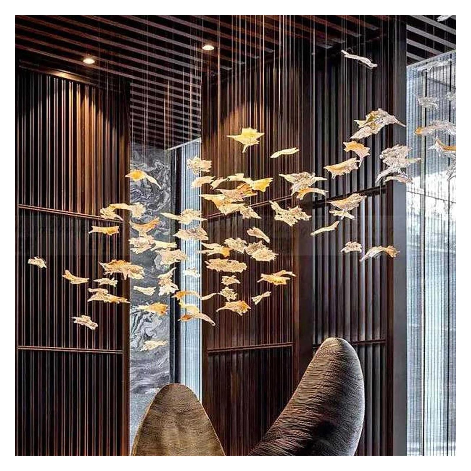 Générique Lustre moderne, Lustre en cristal de créateur d'art Grand lustre hall d'hôtel Décoration feuilles d'érable for l'éclairage salon villa à LED(Dia40xH120cm)