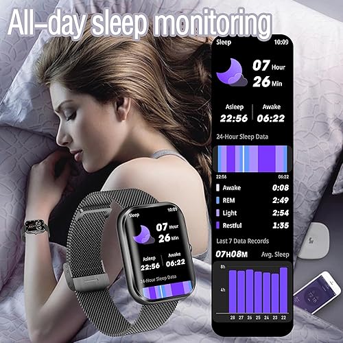 Miniatura 5 de Reloj inteligente (marcaciónrecepción de llamadas) para mujer, pantalla táctil HD de 1.96 pulgadas, rastreador de actividad física, reloj