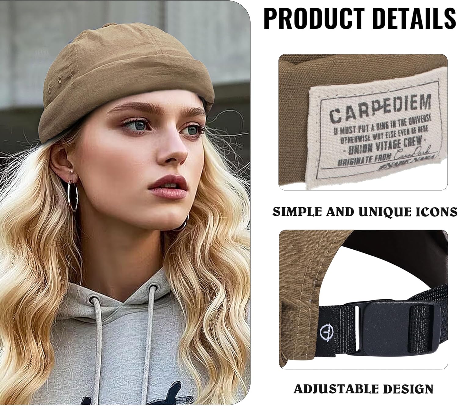 Croogo Hats for Men - Brimless Cap, Retro Strapback, Adjustable Landlord Skullcap - Image 4