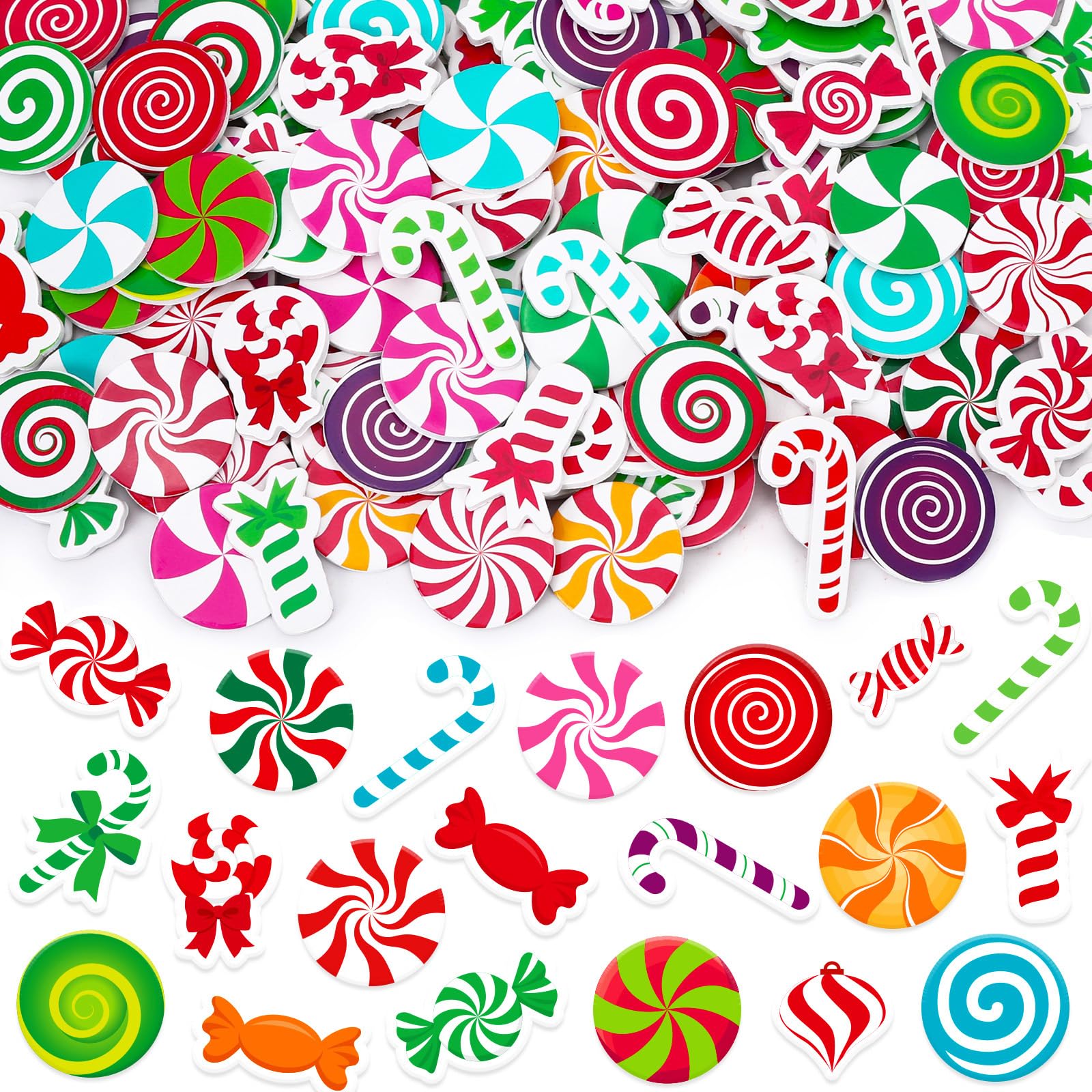 JULBEAR 300Pcs Christmas Candy Cane Foam Stickers Self Adhesive Designs