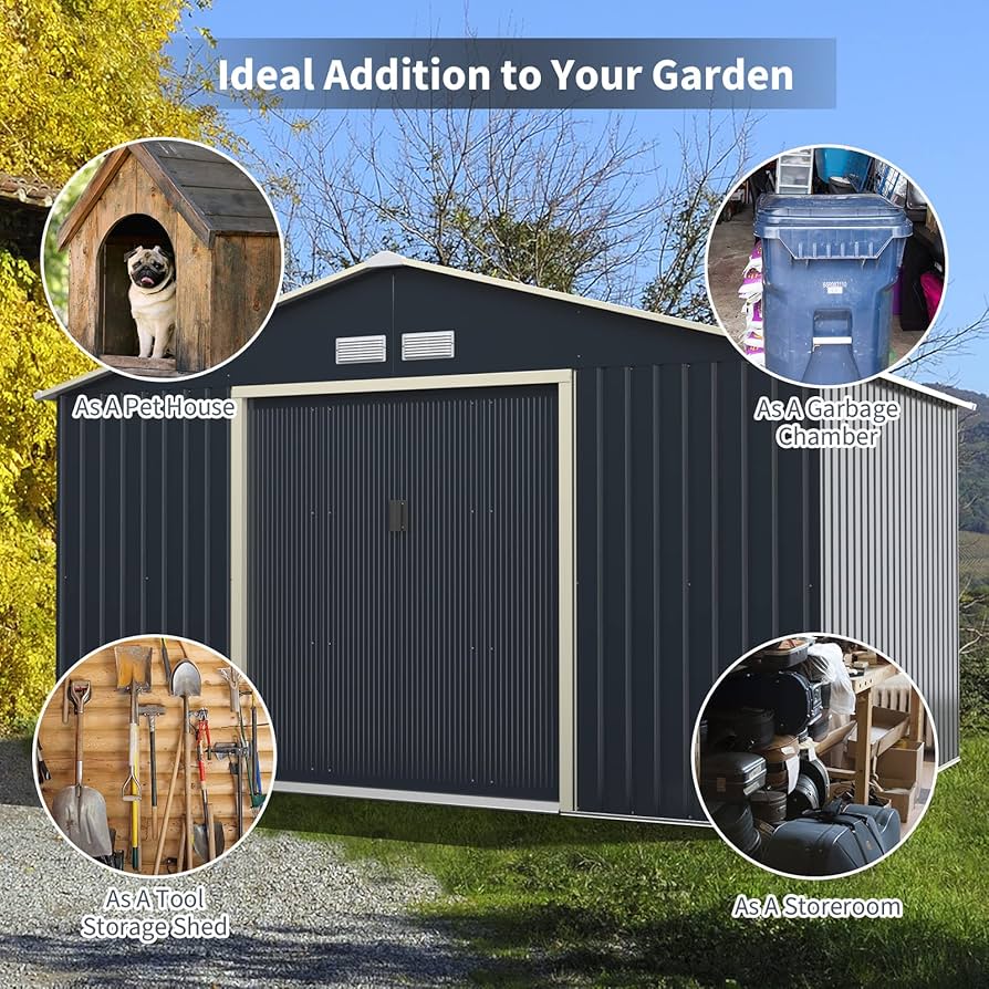 Amazon.com : Goplus Outdoor Storage Shed, 11' X 8' Metal