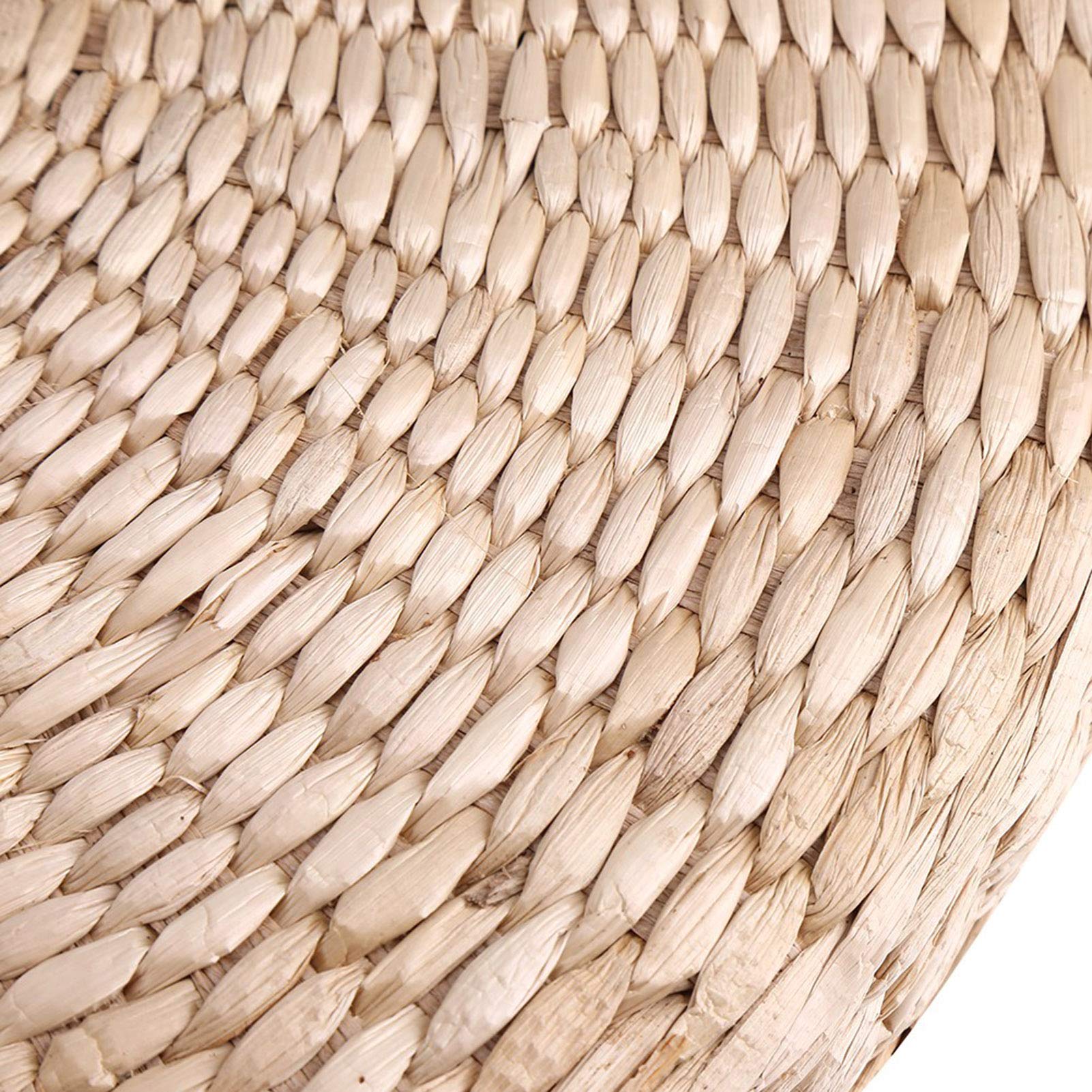 Coussin de Sol en Paille Rond 40 cm pour Méditation Yoga Extérieur, Tapis de Sol Naturel en Paille pour Tatami Intérieur et Extérieur, Coussin Rembourré Doux pour Séances de Relaxation