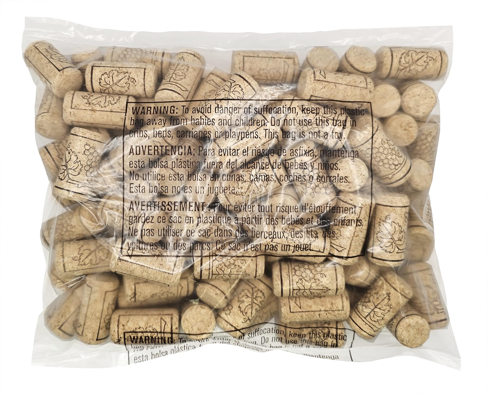 8 x 1 3/4 corchos de vino rectos de primera calidad 44 x 22 mm 100/bolsa
