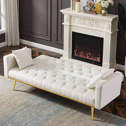 Sofá cama plegable convertible de terciopelo sofá cama, sofá cama con respaldo ajustable, sofá biplaza para espacio pequeño, dormitorio, sala de