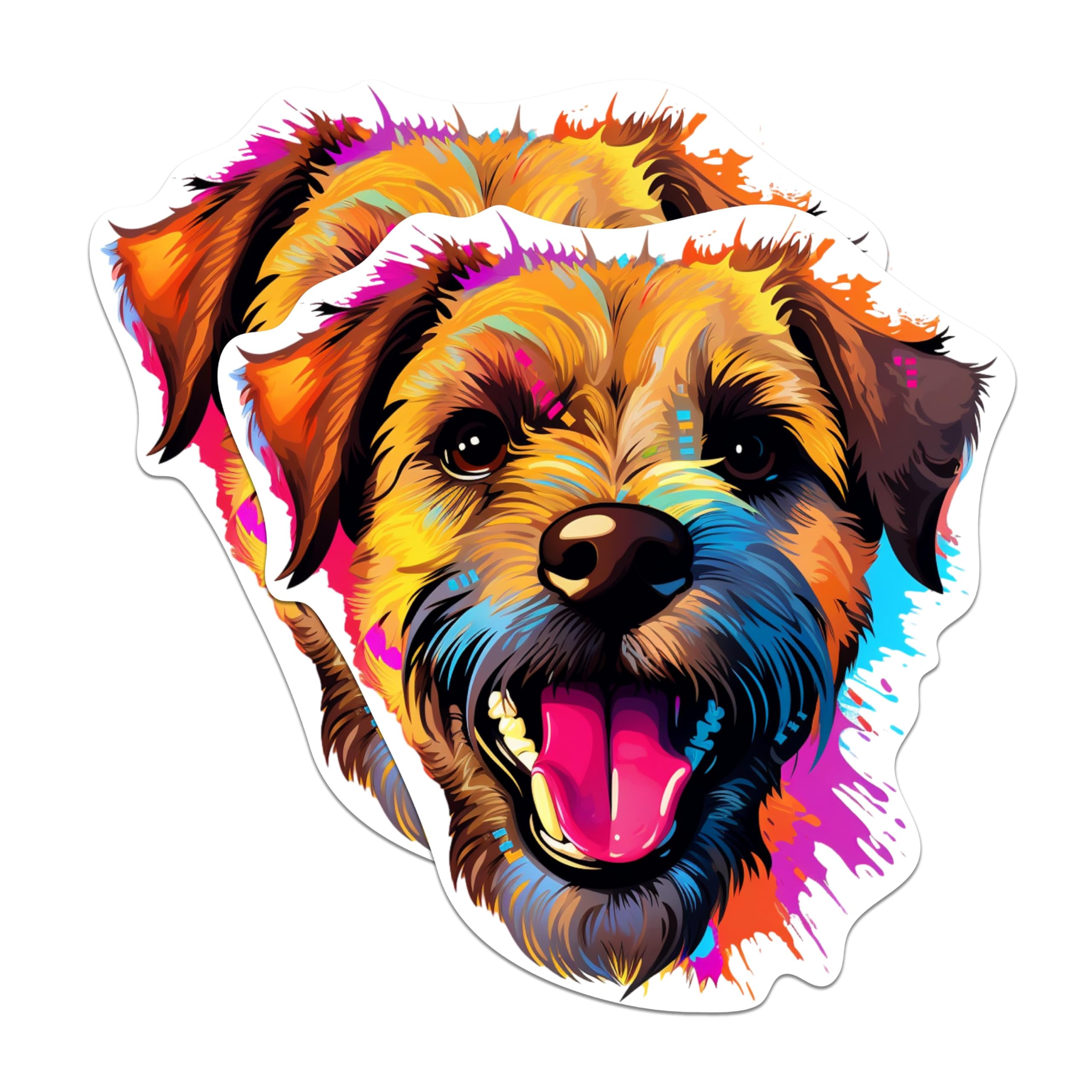 (2 Pack) Border Terrier Dog Breed Stickers - 5 Inches On Longest Side - Choose from Over 100 Dog Breeds - for Cars, Trucks, Skateboards, Laptops - Made in USA - BMCS1786