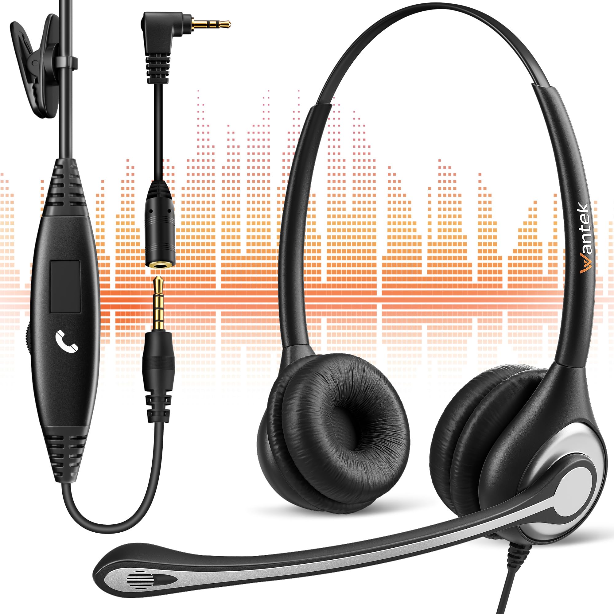 Cell Phone Headset with Microphone Noise Cancelling, Wired 3.5mm Computer Headphone for iPhone Samsung Android PC Laptop Tablet Skype Call Center Home Office, Ultra Comfort