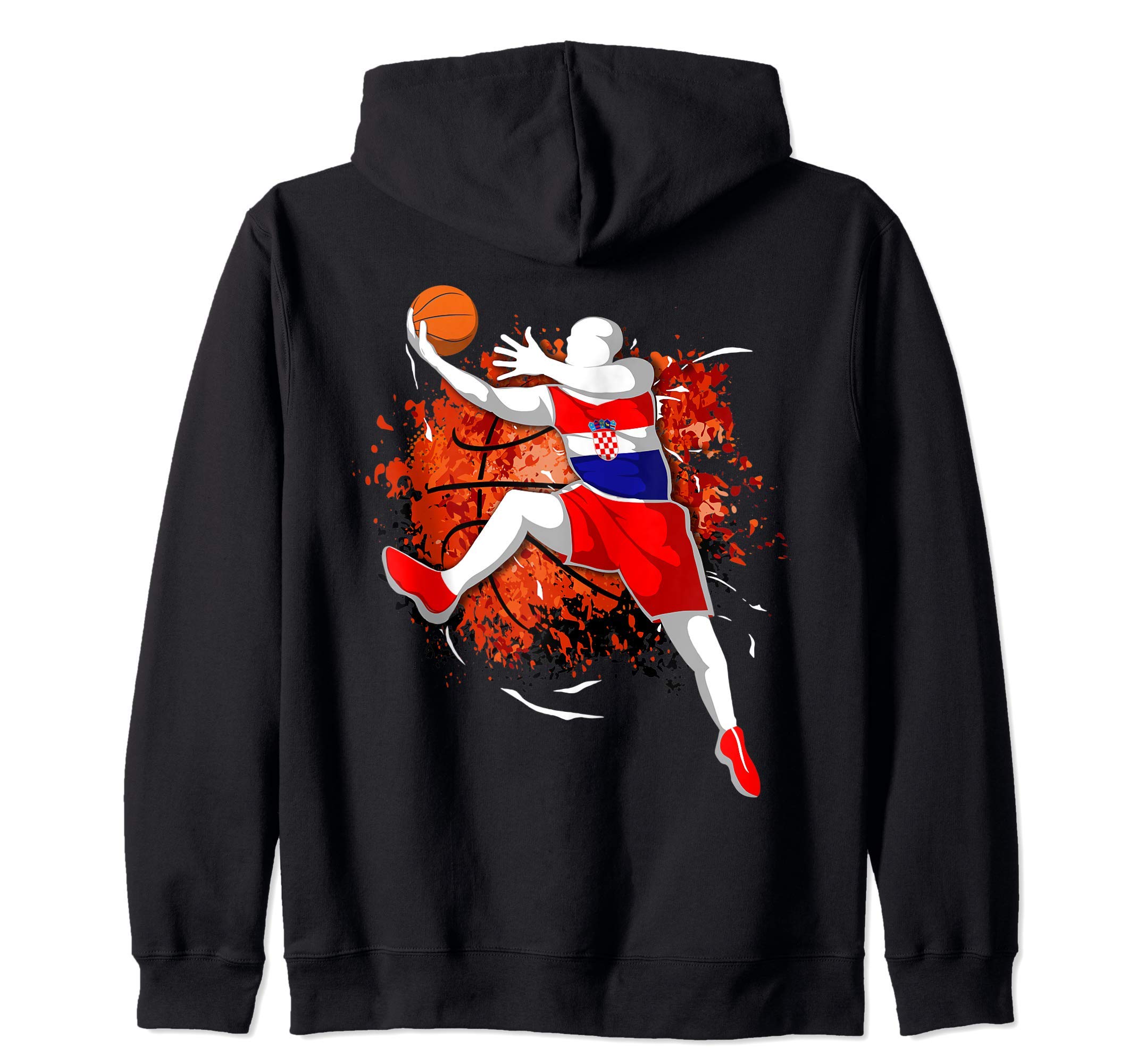 Proud Croatia Basketball Lovers Croatian National Flag Sport Zip Hoodie, Black