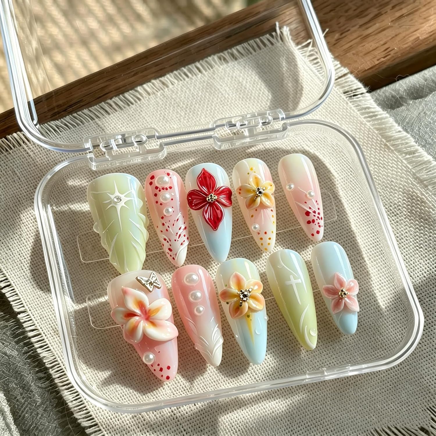 2Pcs 3D Flower Nail Art Silicone Molds, Five-petaled Flower Carving Embossed Stencils Resin Mold, Peach Cherry Blossoms Pendant Jewelry Making Tools DIY Nail Design Craft for Salon Home